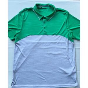 Adidas Mens Green and Gray Colorblock Heathered Golf / Athletic Polo : Size XL